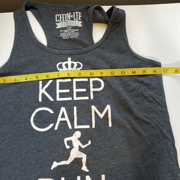 Keep Calm Run On women’s tank top gray graphic tee large Gear Up Apparel - Picture 5 of 6